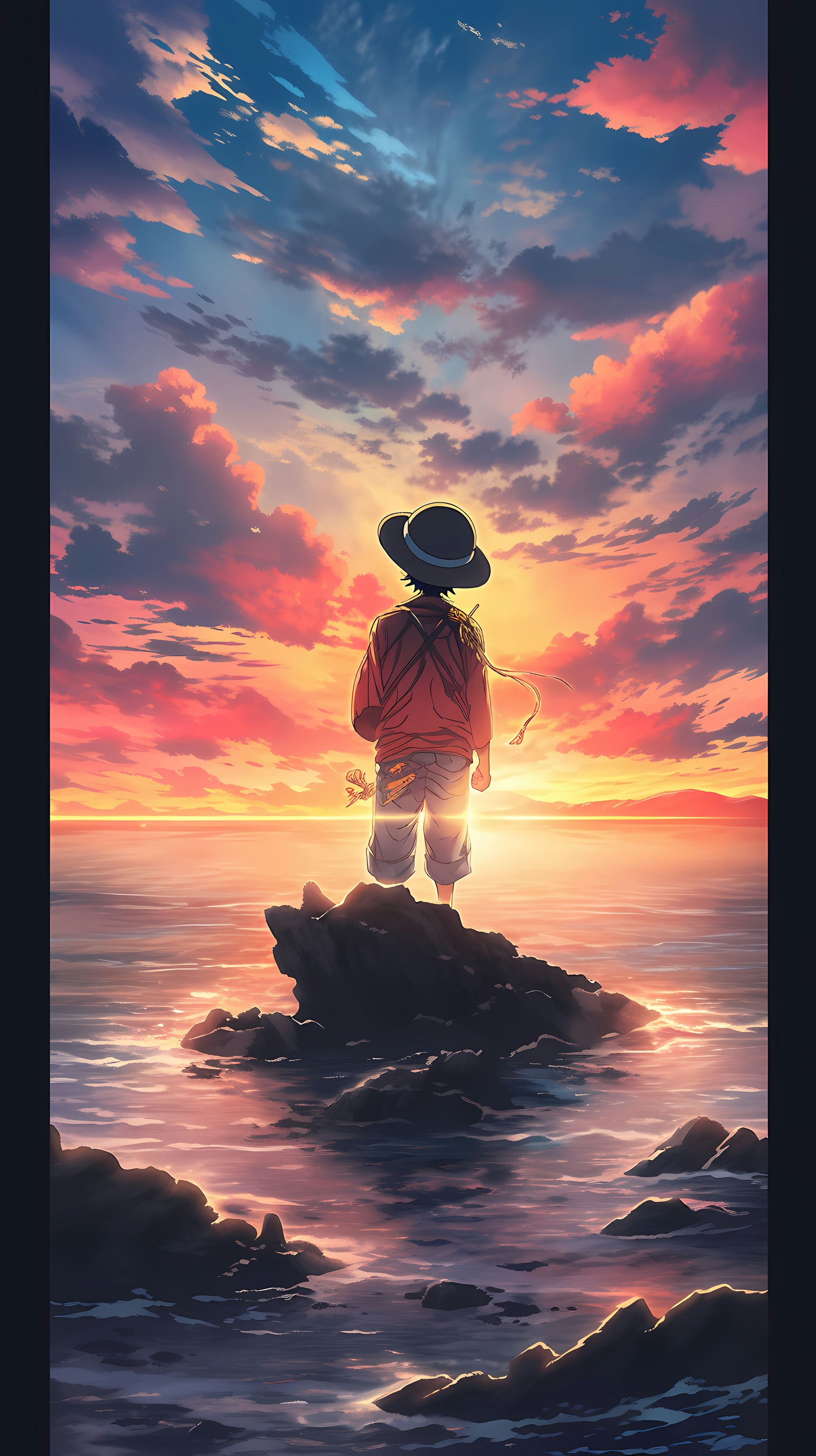 This captivating anime wallpaper features Monkey D