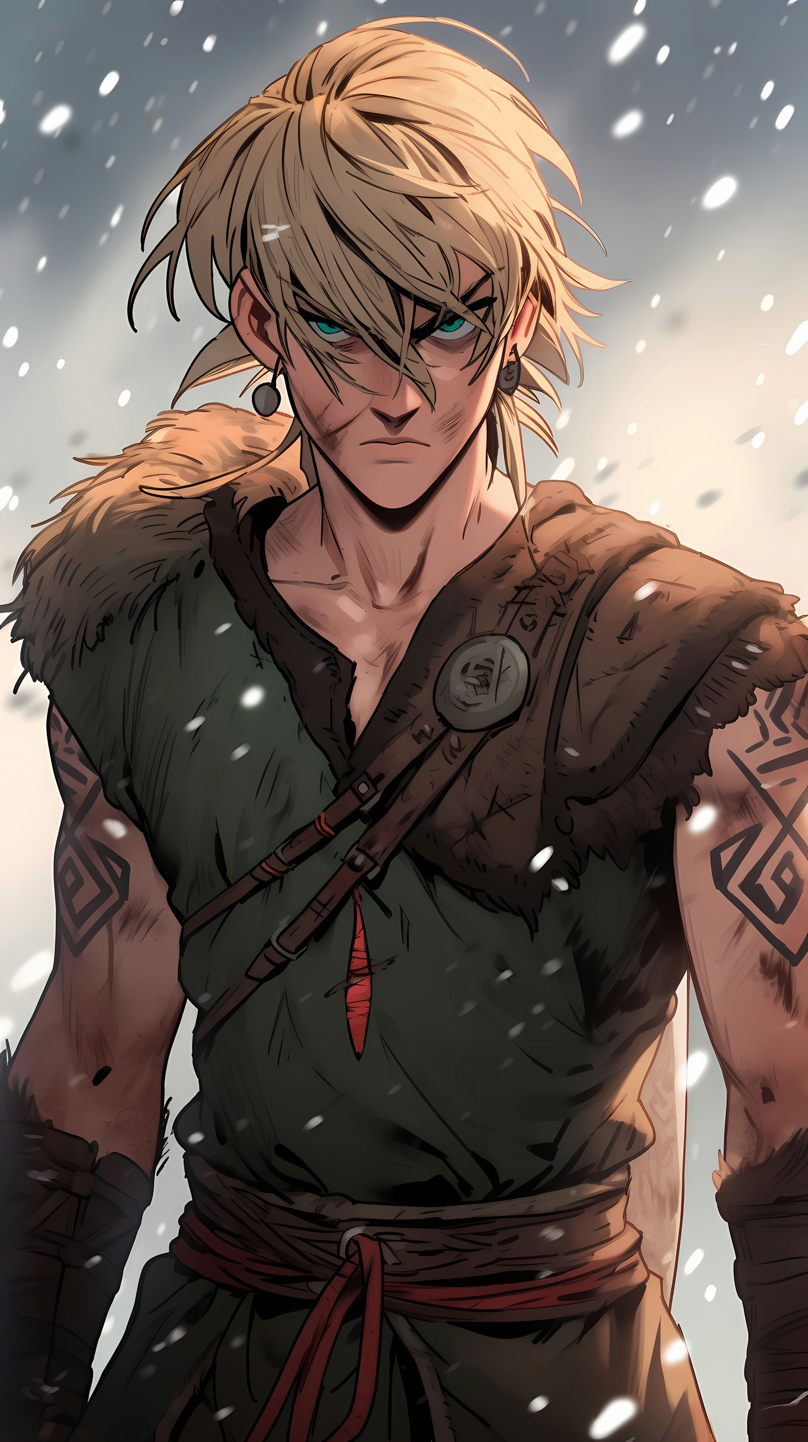 This anime wallpaper features Thorfin, a prominent character from the epic historical drama 'Vinland Saga
