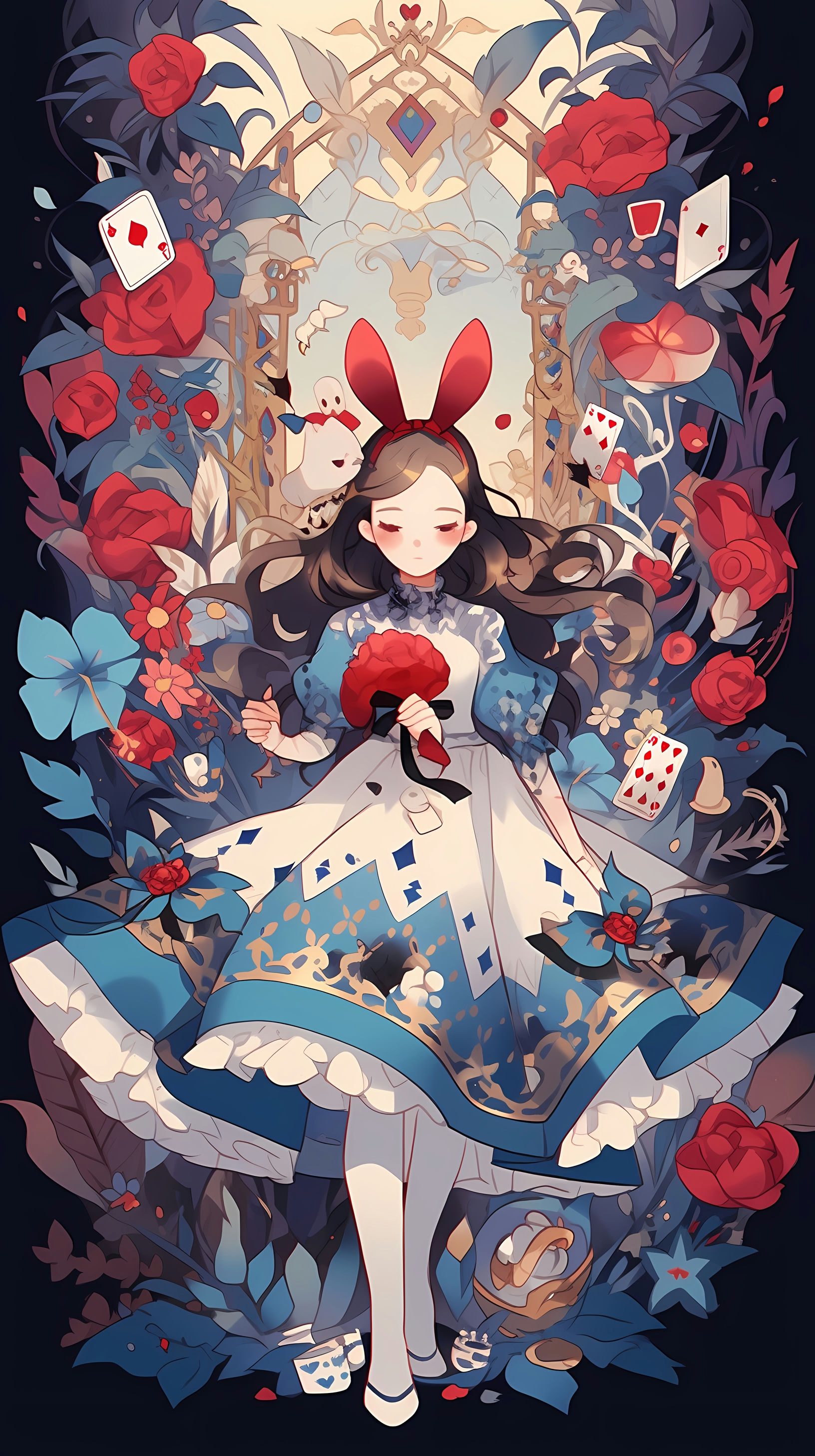 This enchanting anime wallpaper captures the essence of Alice's adventures in Wonderland