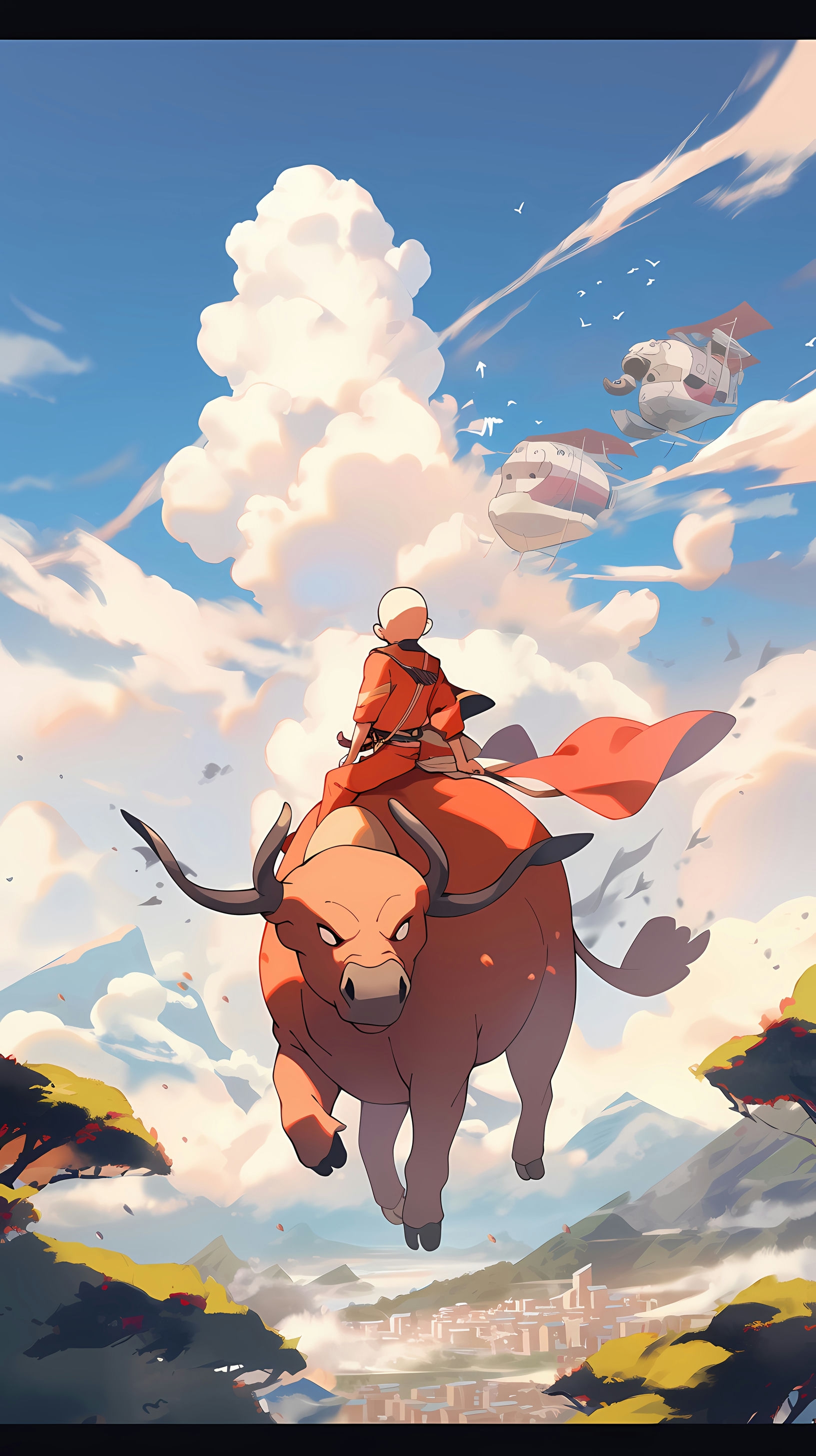 This anime wallpaper captures a thrilling moment from the beloved series 'Avatar: The Last Airbender