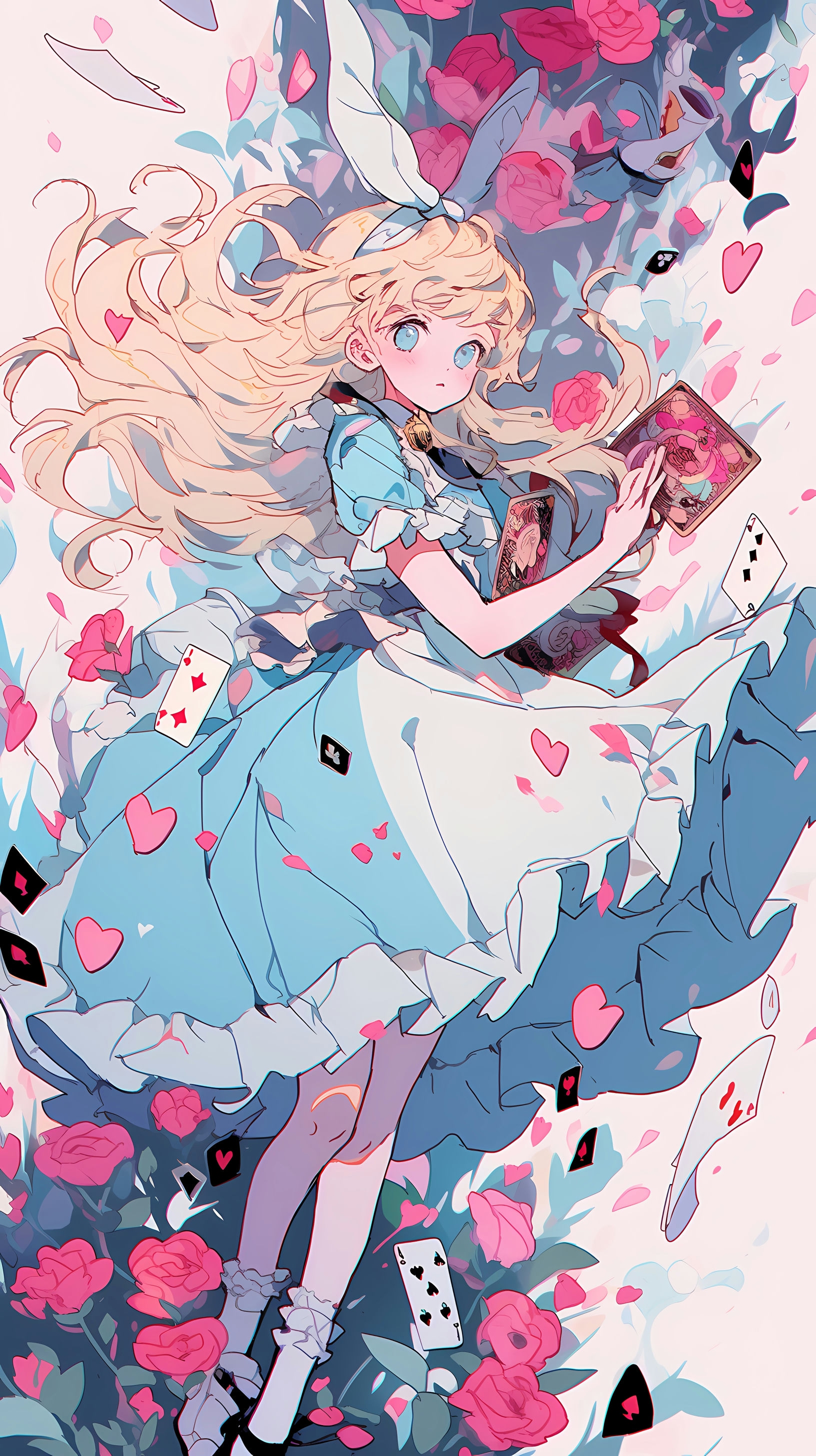This anime wallpaper captures the whimsical essence of Alice from 'Alice in Wonderland