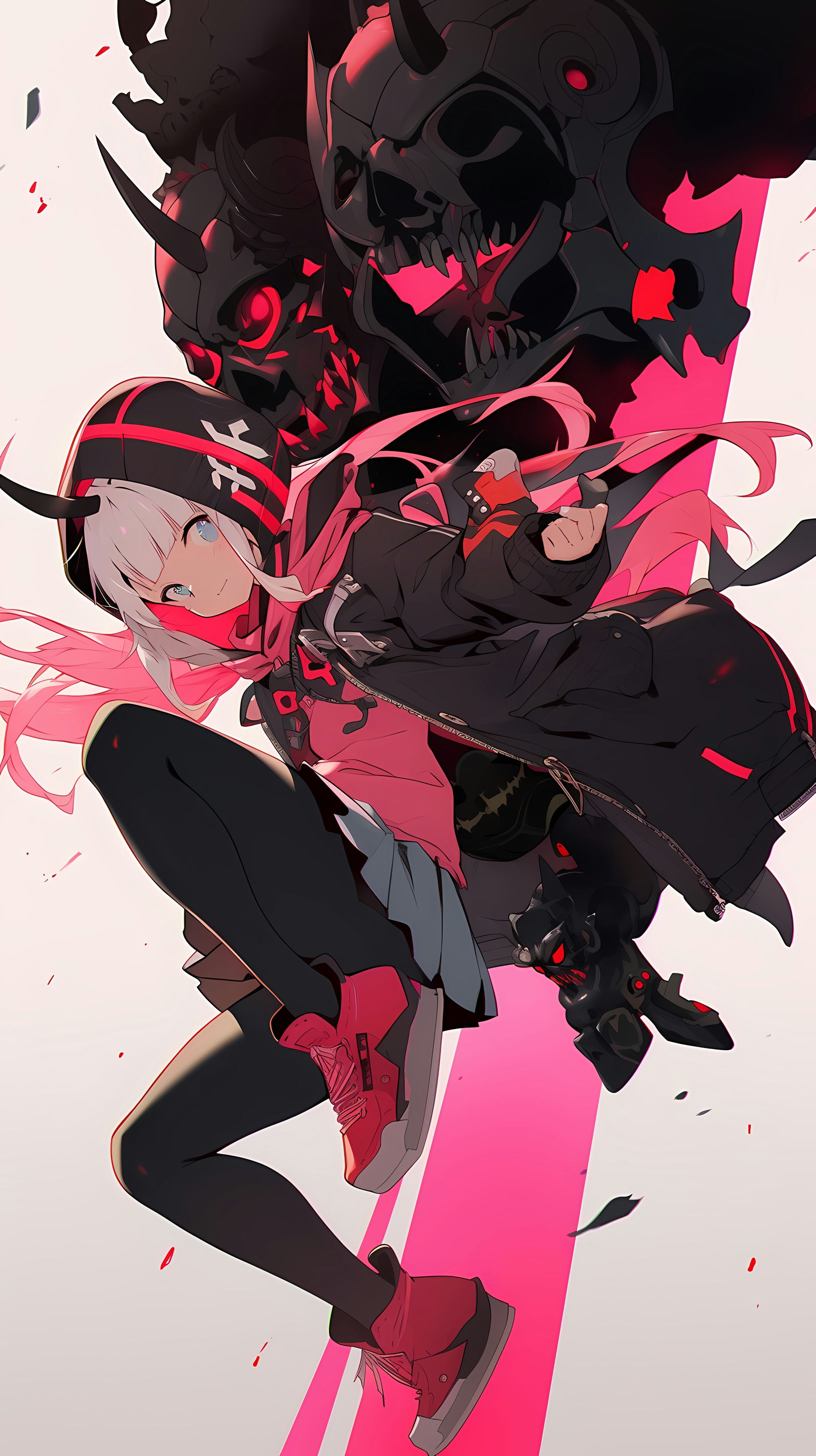 This anime wallpaper features a dynamic and intense scene from Tokyo Majin