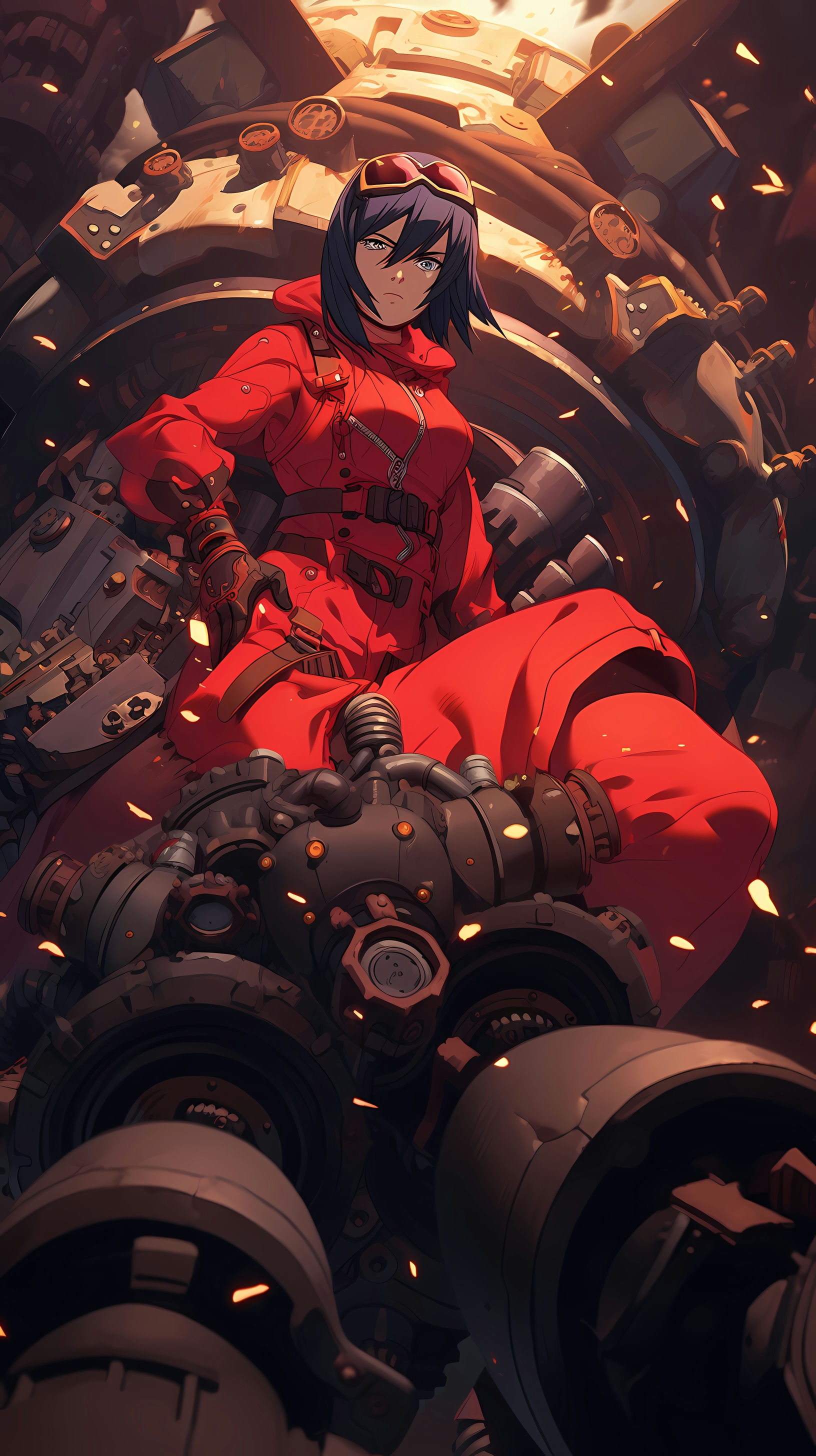 This anime wallpaper captures an intense and dramatic scene from the popular series Kabaneri of the Iron Fortress