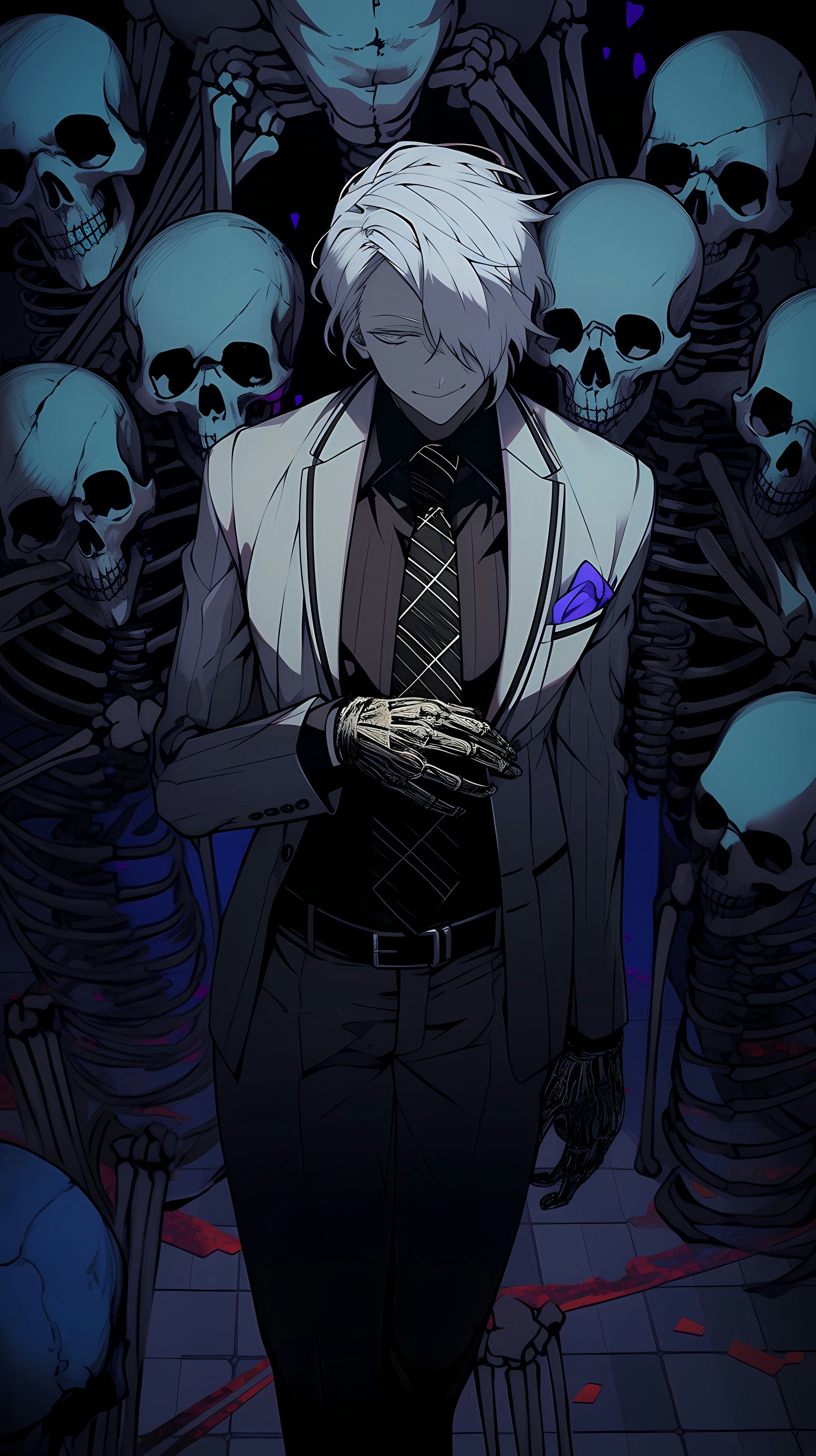 This captivating anime wallpaper features a mysterious figure from the series 'Death Parade