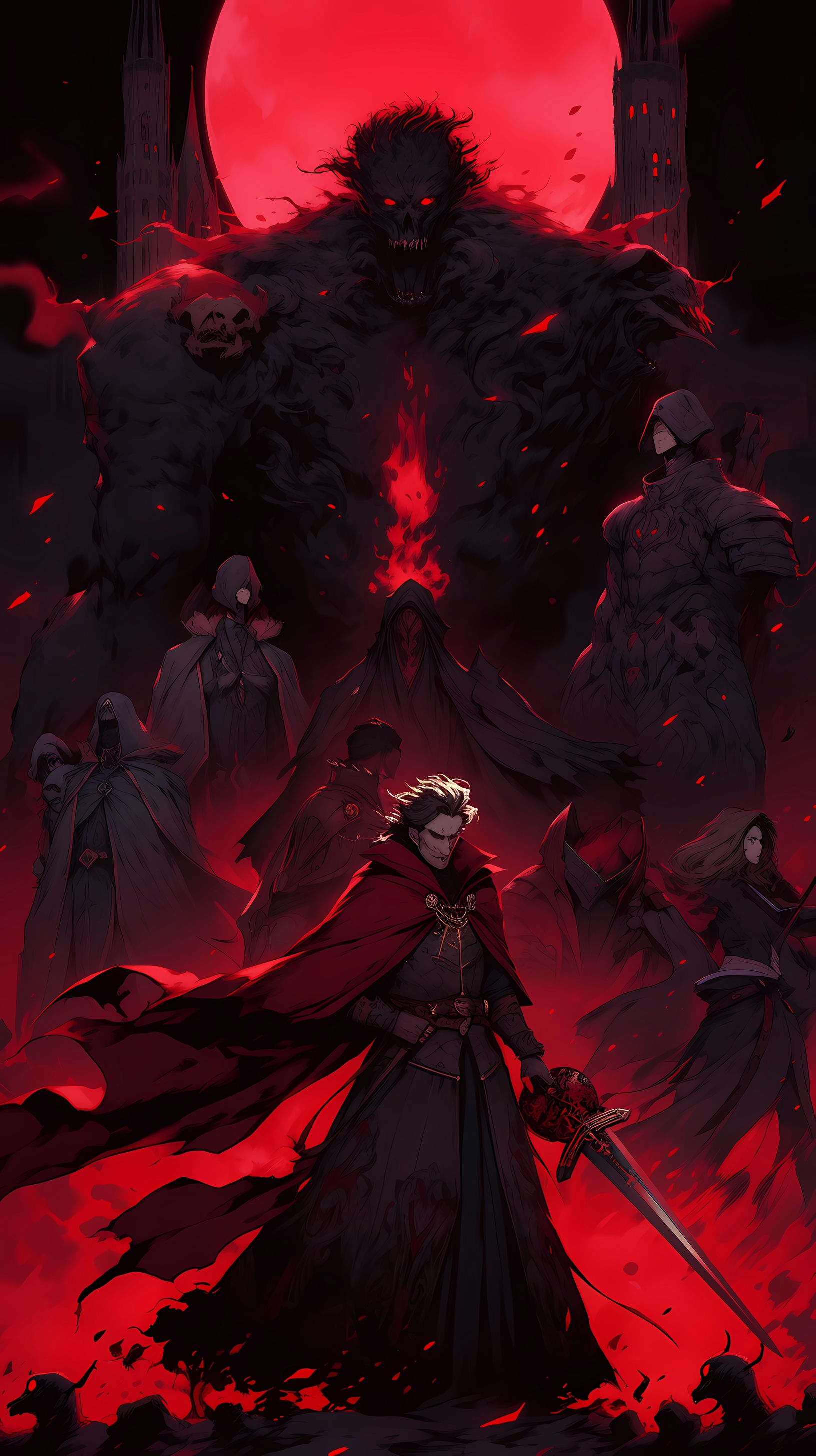 This anime wallpaper captures the intense and gothic atmosphere of Castlevania