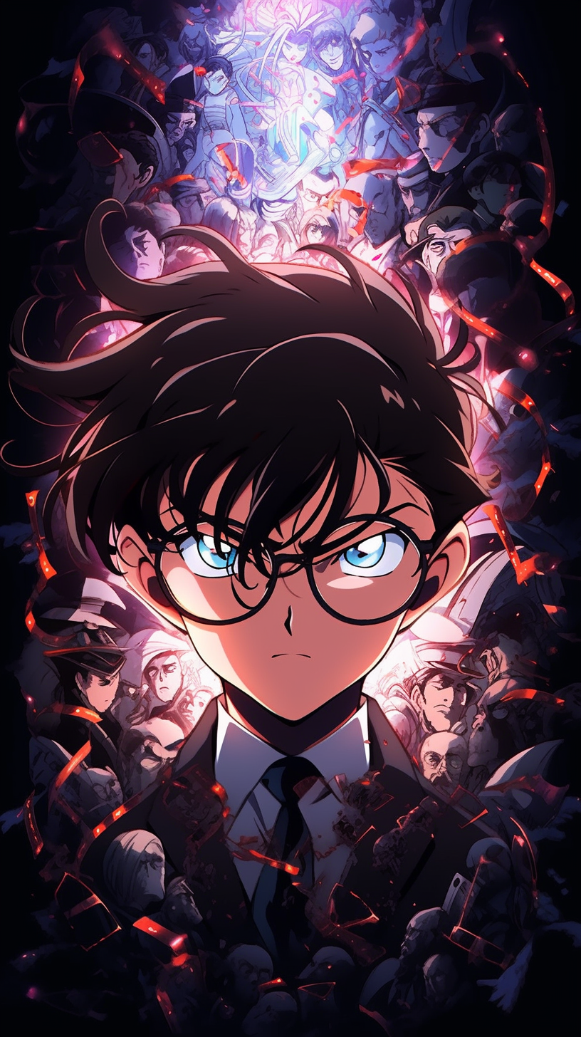 This anime wallpaper features the iconic character Shinichi Kudo from Detective Conan, also known as Case Closed