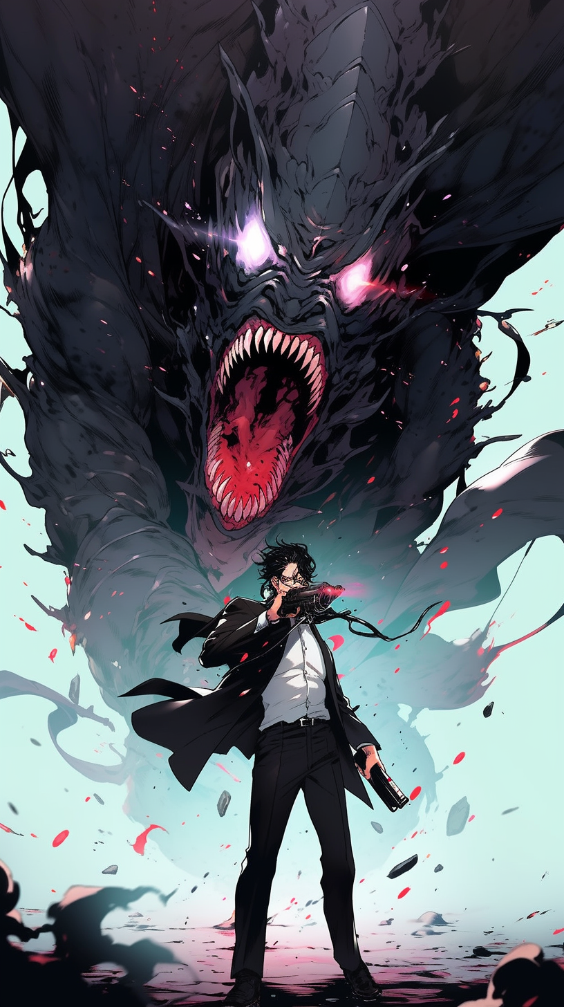This anime wallpaper captures a dramatic and intense scene from a popular series