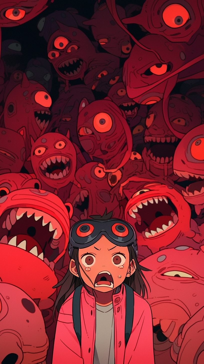 This anime wallpaper captures the eerie and surreal essence of 'Paranoia Agent