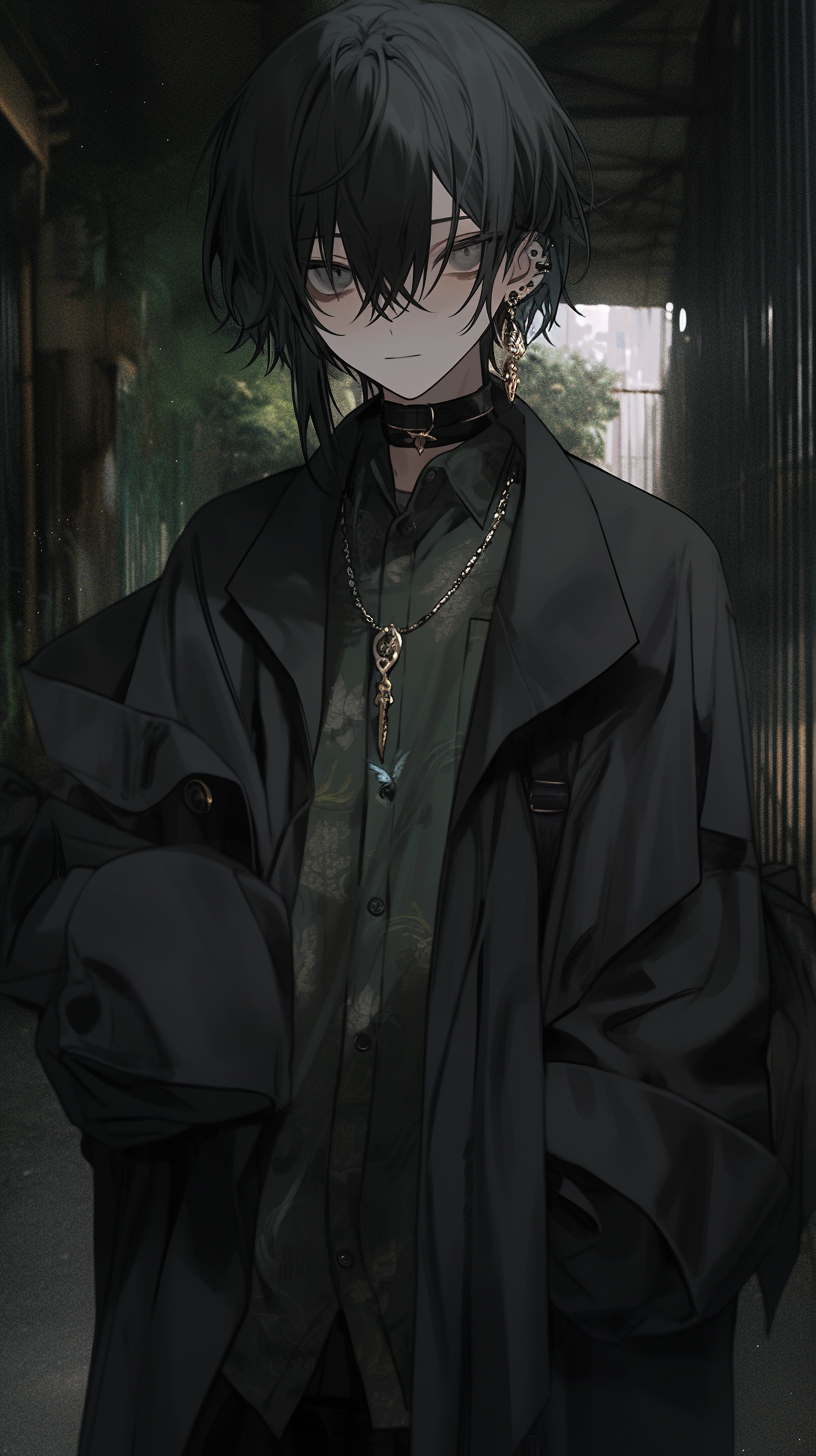 This anime wallpaper features a mysterious and brooding character from the series 'Un-Go