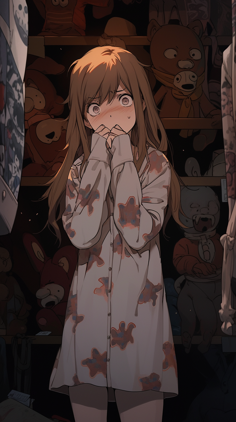 This anime wallpaper captures a chilling and suspenseful moment from the series 'Another