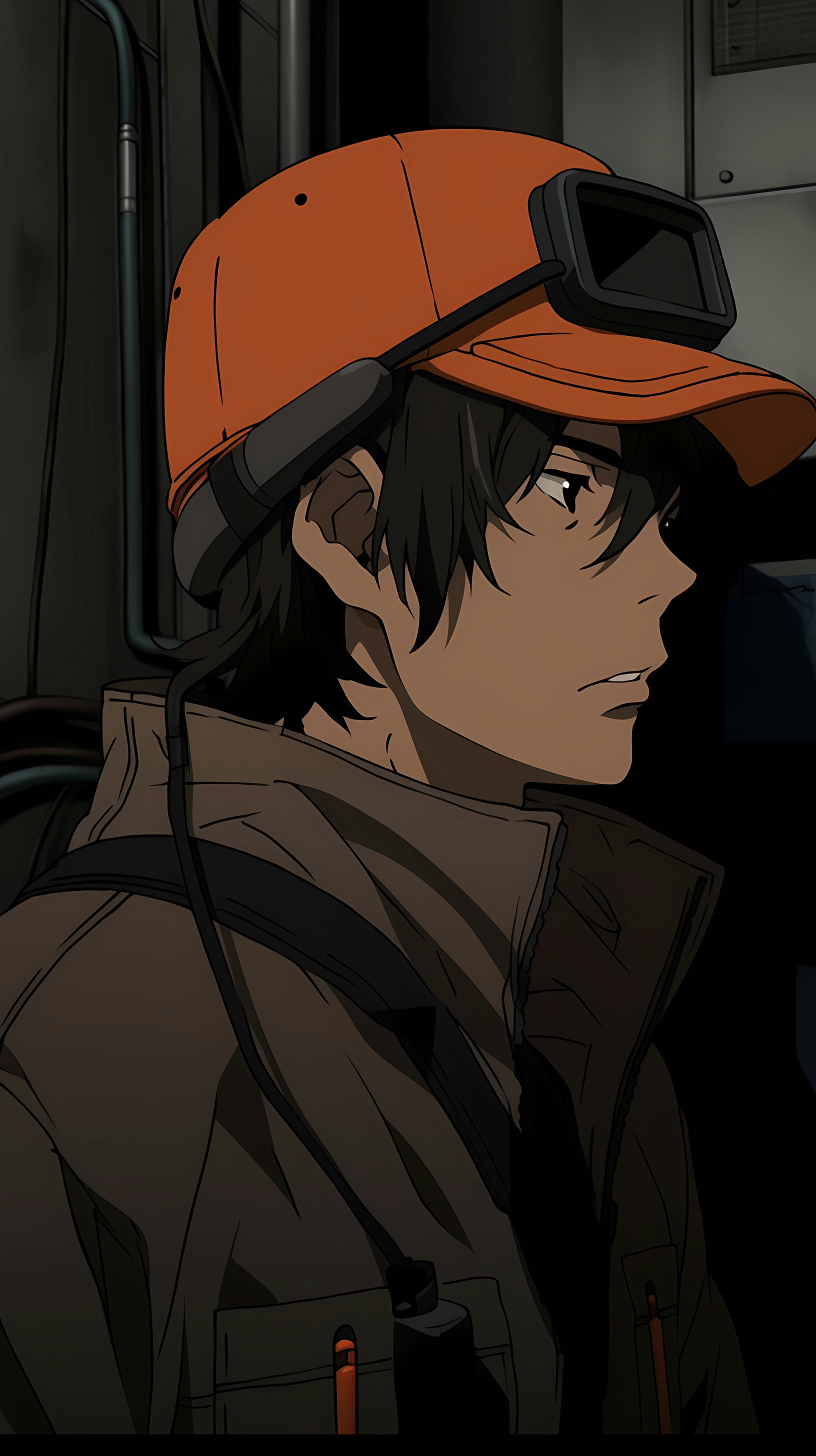 This anime wallpaper captures a moment of intense focus and mystery