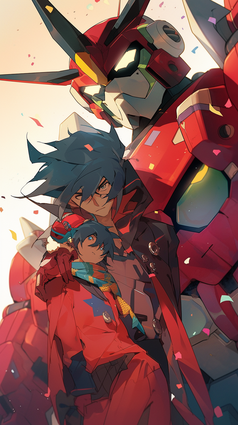 This anime wallpaper captures the essence of the iconic series Gurren Lagann