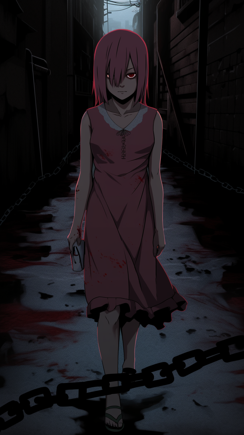 This anime wallpaper features a hauntingly beautiful scene from Elfen Lied