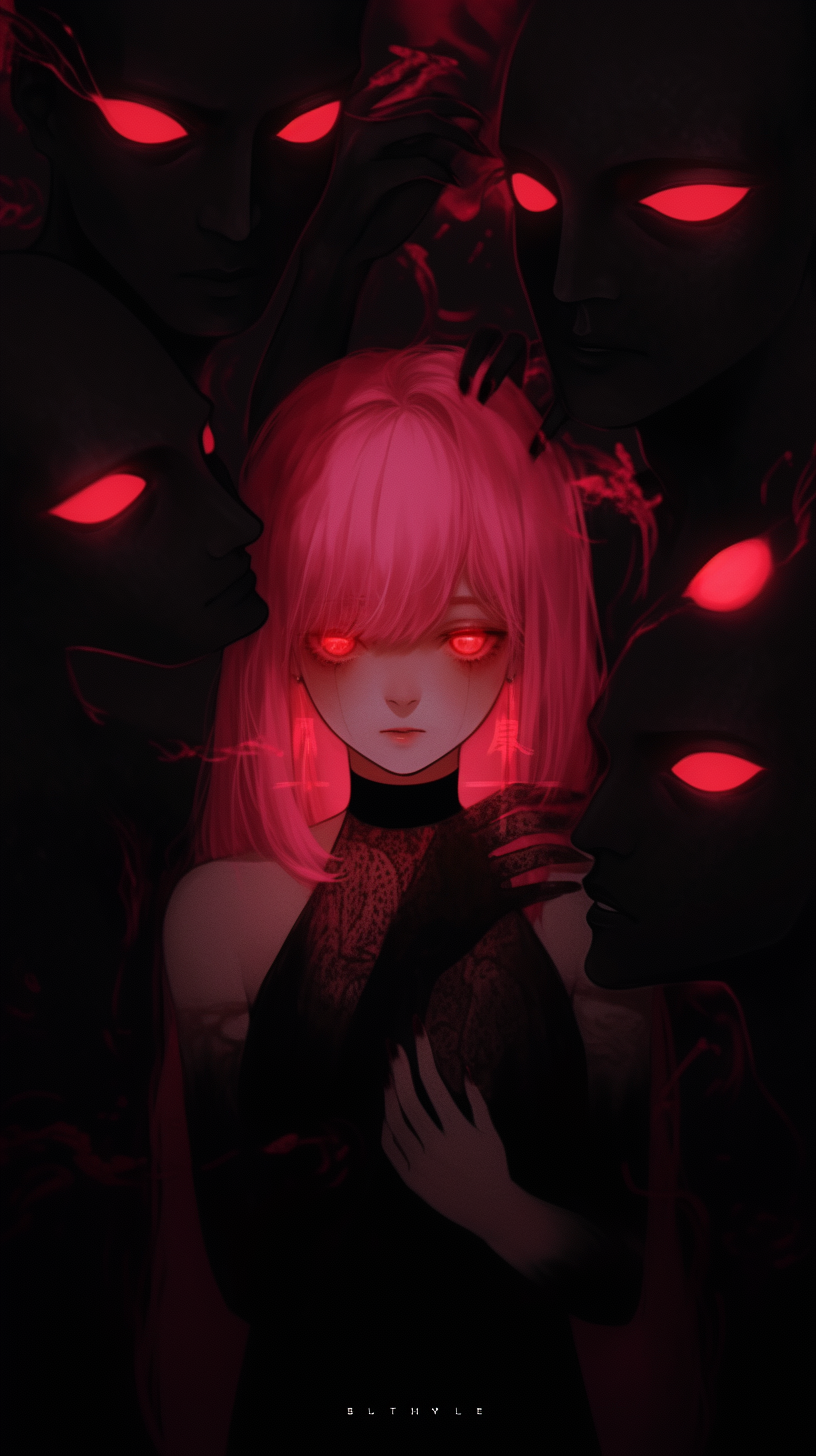 This anime wallpaper captures the eerie and intense atmosphere of Elfen Lied