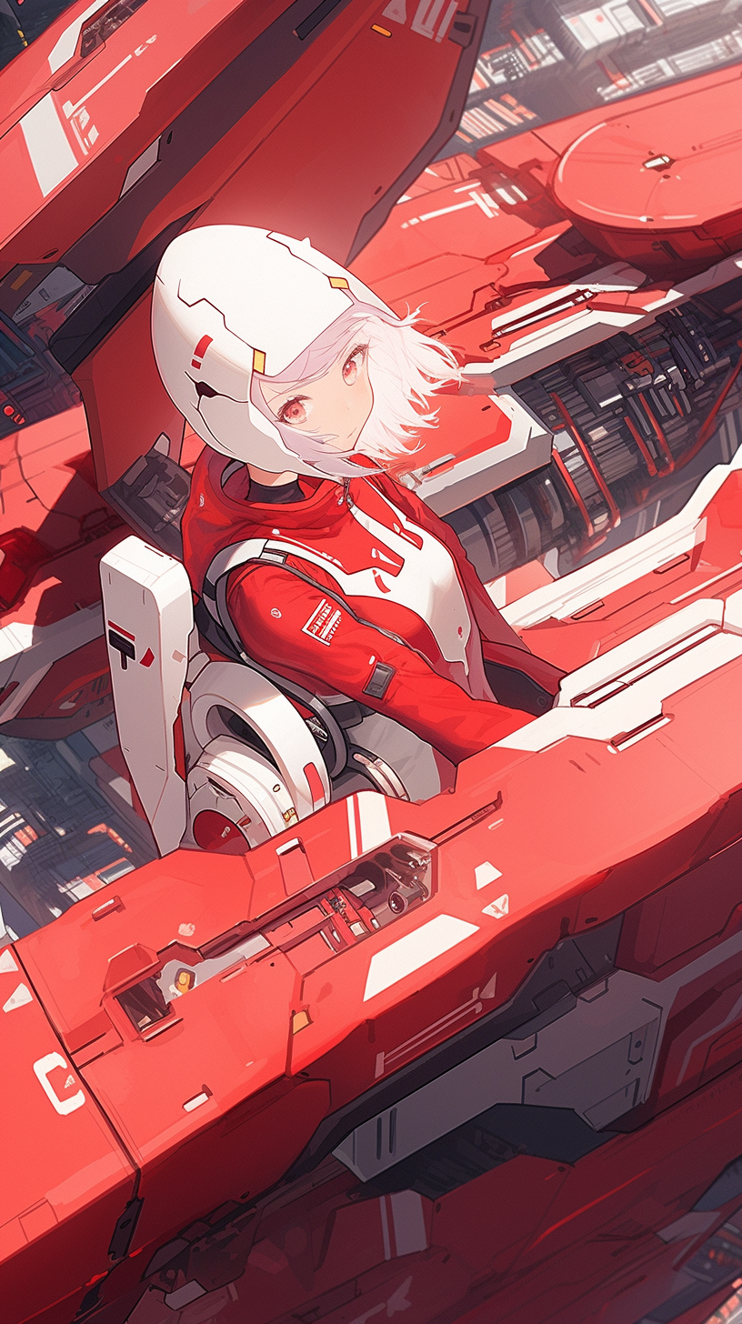 This anime wallpaper captures a dramatic scene from the series, showcasing a knight in a striking red and white armor