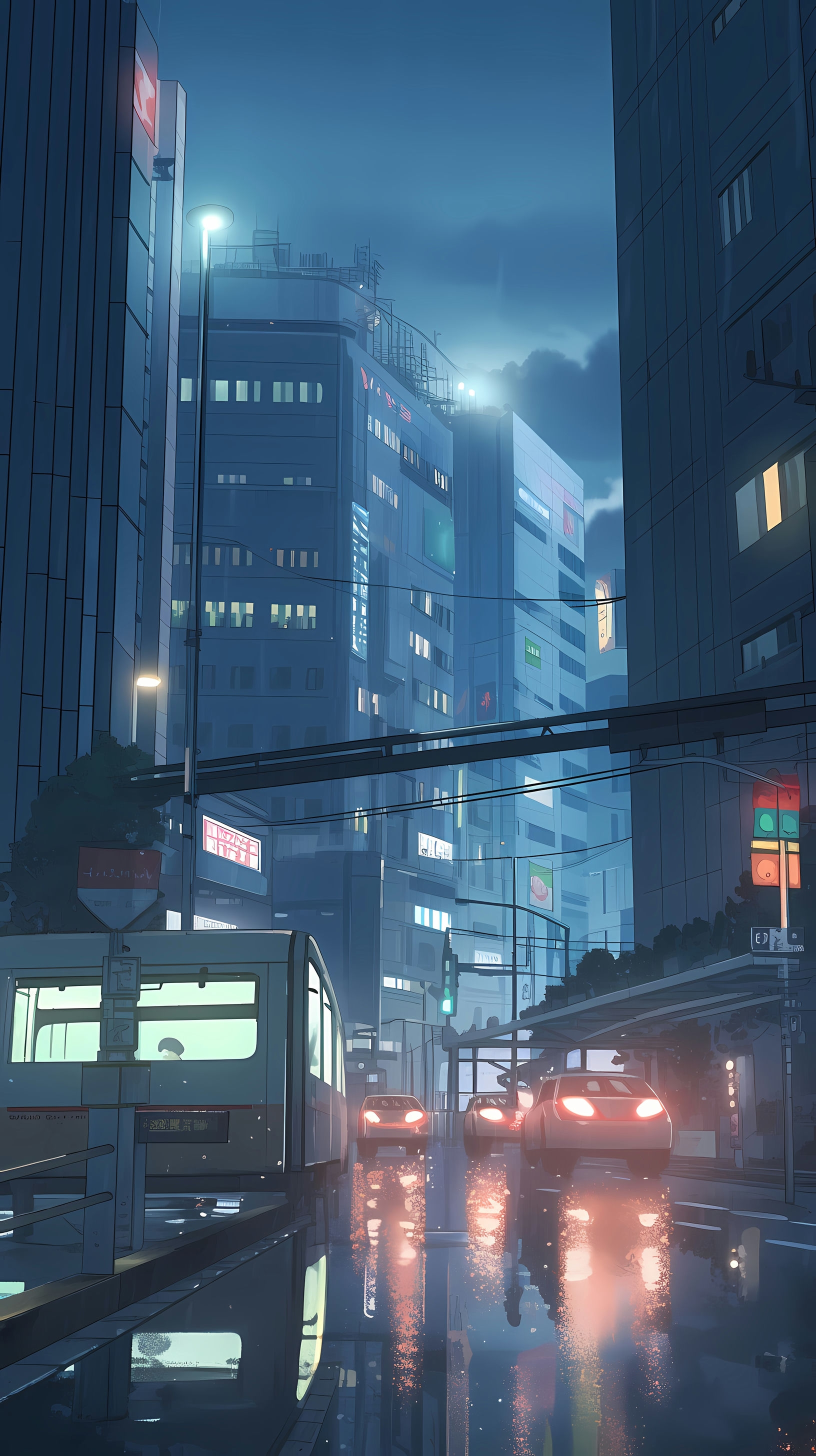 This anime wallpaper captures the bustling nightlife of Ikebukuro, a district in Tokyo, as depicted in the popular series 'Durarara!!'