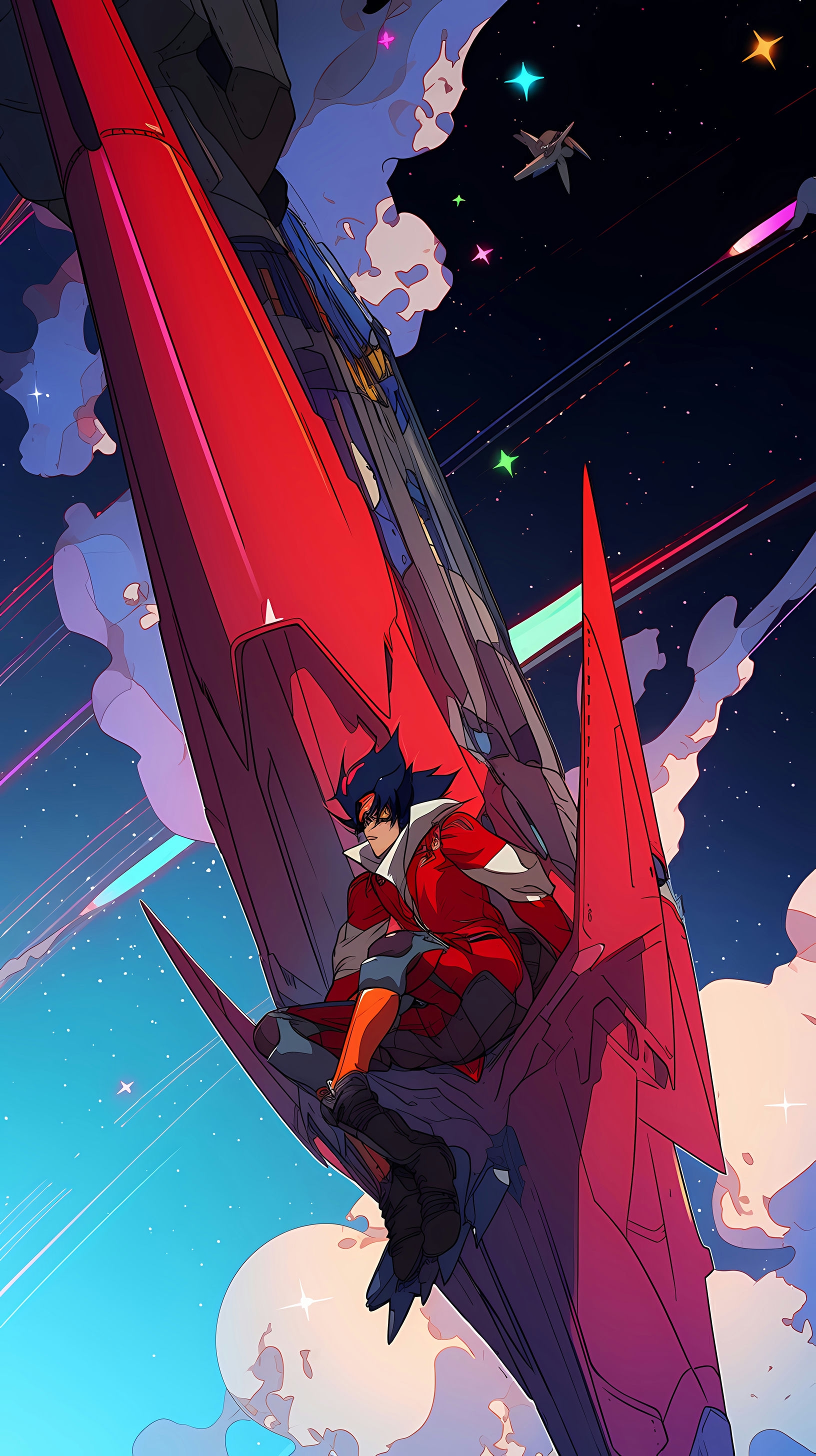 This anime wallpaper features a dynamic scene from the popular series 'Outlaw Star