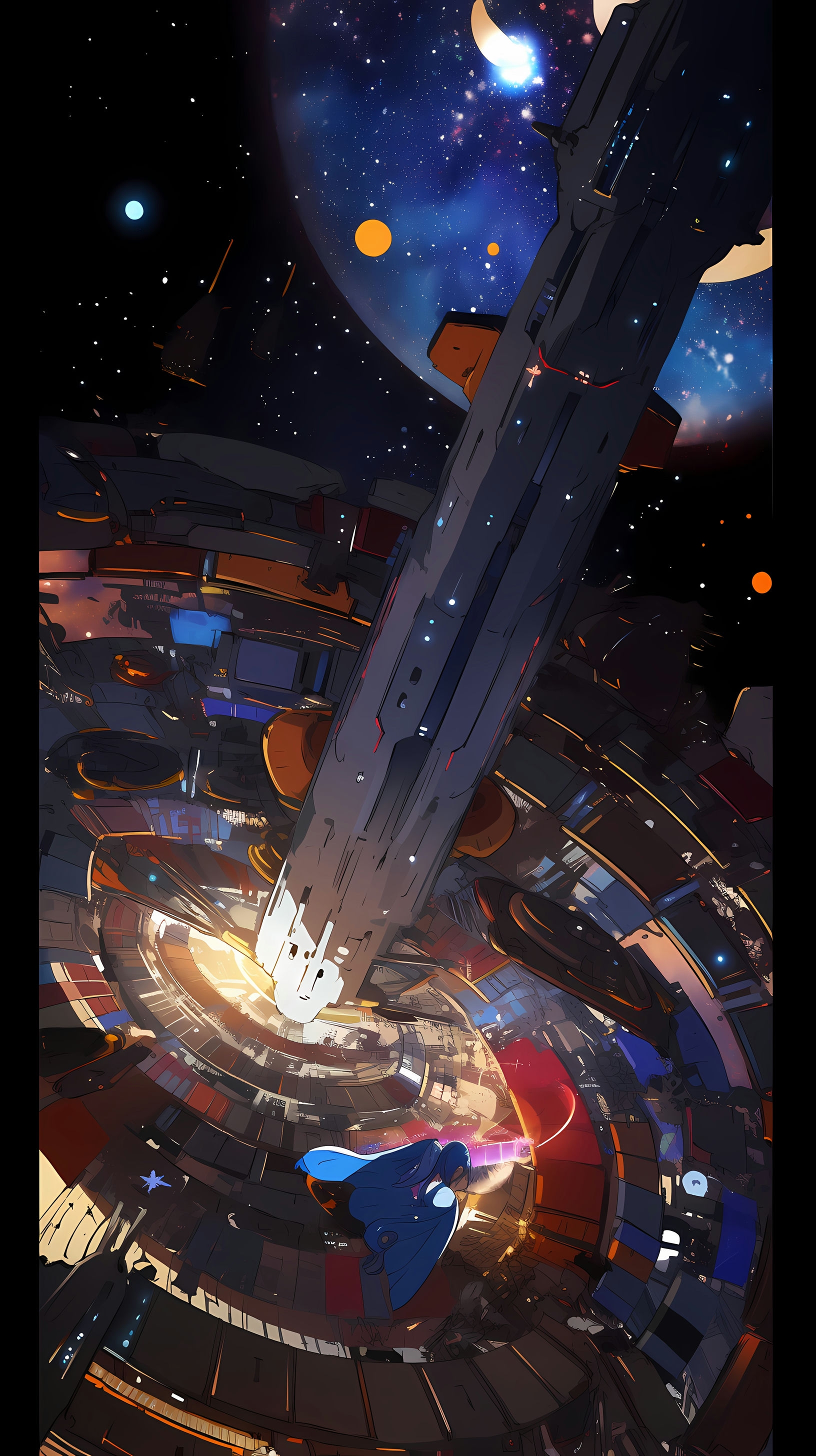 This anime wallpaper captures a dynamic and action-packed scene from the popular series 'Outlaw Star