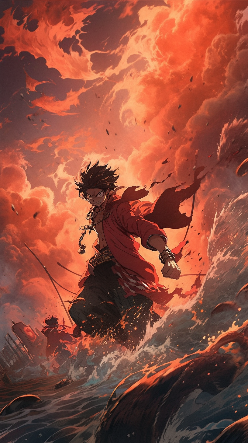 This anime wallpaper captures an intense moment from the popular series 'One Piece